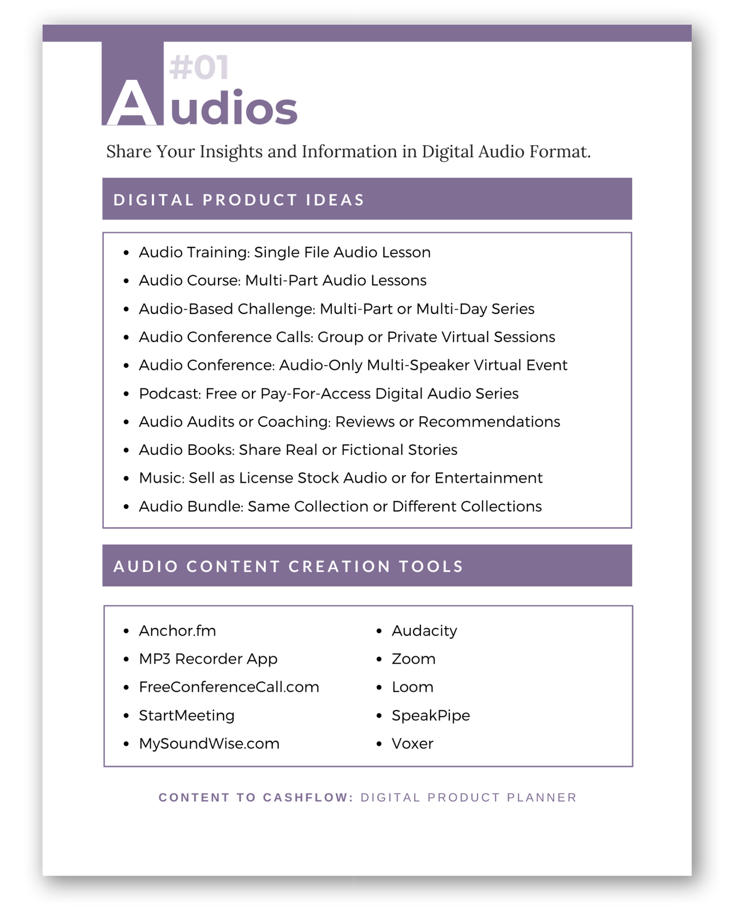 Digital Product Planner